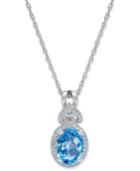 Blue Topaz (1-3/4 Ct. T.w.) And Diamond (1/6 Ct. T.w.) Pendant Necklace In 14k White Gold