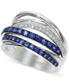Royale Bleu By Effy Sapphire (3/4 Ct. T.w.) And Diamond (1/5 Ct. T.w.) Band In 14k White Gold