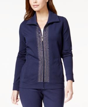 Jm Collection Petite Embellished Zip-up Jacket, Only At Macy's