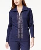 Jm Collection Petite Embellished Zip-up Jacket, Only At Macy's