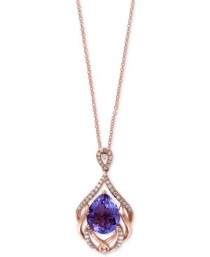 Viola By Effy Amethyst (3-3/8 Ct. T.w.) And Diamond (1/6 Ct. T.w.) Filigree Pendant Necklace In 14k Rose Gold
