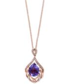 Viola By Effy Amethyst (3-3/8 Ct. T.w.) And Diamond (1/6 Ct. T.w.) Filigree Pendant Necklace In 14k Rose Gold