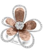 Effy Diamond Flower Ring (1-1/4 Ct. T.w.) In 14k White & Rose Gold