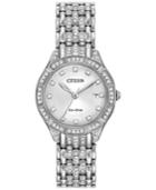 Citizen Women's Eco-drive Crystal Accent Stainless Steel Bracelet Watch 28mm Ew2320-55a