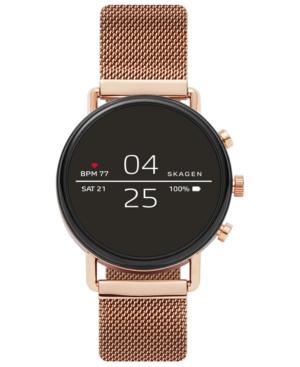Skagen Men's Falster 2 Rose Gold-tone Stainless Steel Mesh Bracelet Touchscreen Smart Watch 40mm