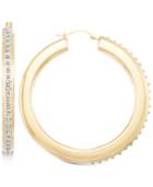 Signature Diamonds Thin Hoop Earrings In 14k Gold Over Resin Core Diamond And Crystallized Diamond Dust