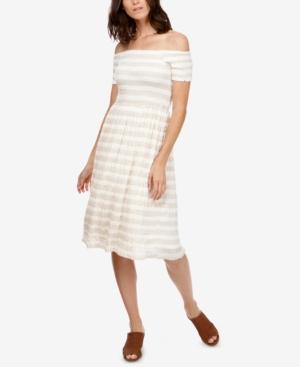 Lucky Brand Striped Off-the-shoulder Dress