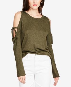 Rachel Rachel Roy Rib-knit Cold-shoulder Tie-trim Top, Created For Macy's
