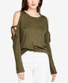 Rachel Rachel Roy Rib-knit Cold-shoulder Tie-trim Top, Created For Macy's
