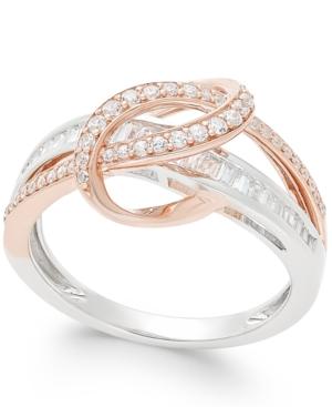 Diamond Two-tone Swirl Ring (1/2 Ct. T.w.) In 14k Rose And White Gold
