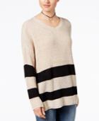 Ultra Flirt By Ikeddi Juniors' Striped Slouchy Sweater
