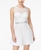 B Darlin Juniors' Jeweled Lace Fit & Flare Dress
