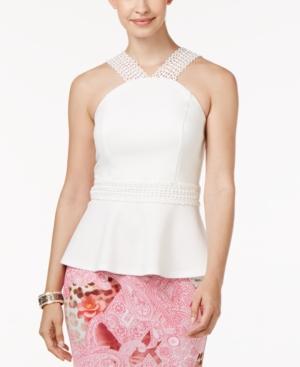 Thalia Sodi Eyelet-trim Peplum Top, Created For Macy's