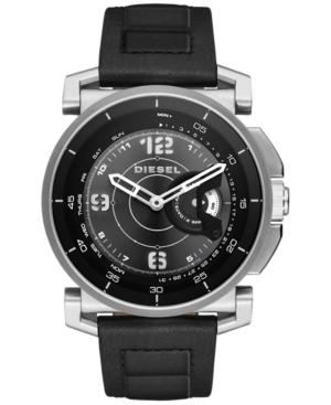 Diesel Men's Black Leather Strap Hybrid Smart Watch 47x58mm Dzt1000