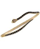 Rachel Rachel Roy Gold-tone Black & Pink Stone Snake Bangle Bracelet