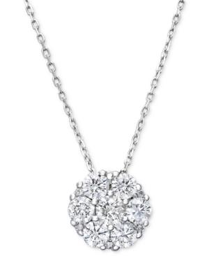 Diamond Necklace, 14k White Gold Diamond Flower Cluster Pendant (1/2 Ct. T.w.)