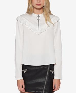 Avec Les Filles Zip-front Ruffle Top