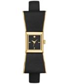 Kate Spade New York Women's Kenmare Black Leather & Gold-tone Stainless Steel Strap Watch 16x55mm 1yru0899