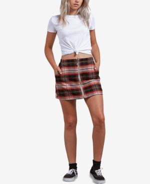 Volcom Juniors' Frockickie Plaid Zip-front Mini Skirt