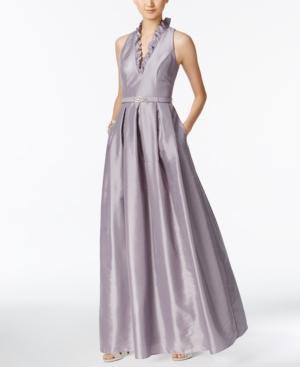 Jessica Howard Ruffled Belted Gown