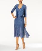 Alex Evenings Petite Lace Dress And Draped Jacket