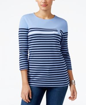 Karen Scott Striped Pocket Top, Only At Macy's