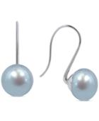 Honora Style Sky Blue Cultured Freshwater Pearl Drop Earrings In Sterling Silver (10mm)