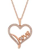 Diamond Scripted Love Heart 18 Pendant Necklace (1/4 Ct. T.w.) In 14k Rose Gold-plated Sterling Silver