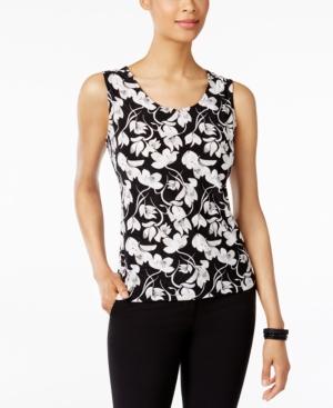 Jm Collection Petite Petal-print Jacquard Tank, Only At Macy's