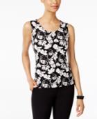 Jm Collection Petite Petal-print Jacquard Tank, Only At Macy's