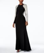 Xscape Sequined Illusion A-line Gown