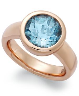 Bronzarte 18k Rose Gold Over Bronze Ring, Blue Topaz Bezel Ring (4-1/3 Ct. T.w.)