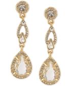 Carolee Gold-tone Pave Framed Crystal Double Drop Earrings