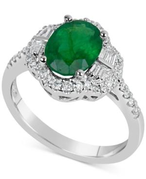 Emerald (1-3/4 Ct. T.w.) & Diamond (3/8 Ct. T.w.) Ring In 14k White Gold