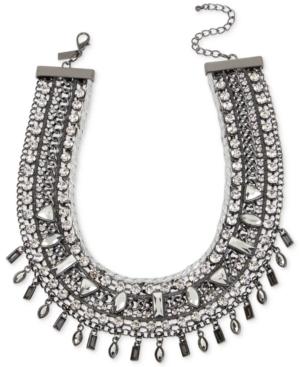 Inc International Concepts Hematite-tone Woven Stone Wide Collar Necklace, Only At Macy's