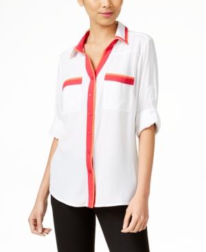 Ny Collection Colorblocked Utility Blouse