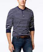 Club Room Men's Striped Long-sleeve Henley, Only At Macy's