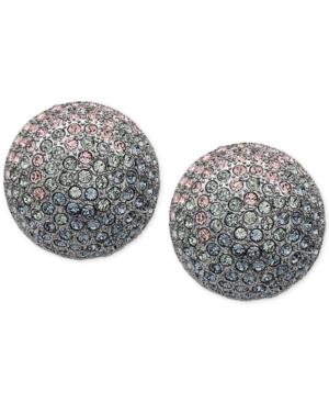 Nina Silver-tone Pave Button Earrings