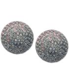 Nina Silver-tone Pave Button Earrings