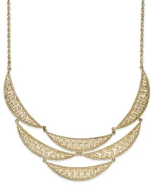 Diamond-cut Crescent Frontal Bib Necklace In 14k Gold
