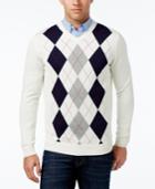 Club Room Men's Pima Cotton Argyle V-neck Sweater, Only At Macy's