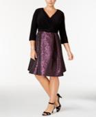 Alex Evenings Plus Size Brocade Faux-wrap Dress