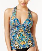 Bar Iii Monarchy Printed Macrame Tankini Top, Created For Macy's Women's Swimsuit