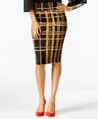 Thalia Sodi Gold-tone Chain-link Plaid Scuba Skirt, Only At Macy's