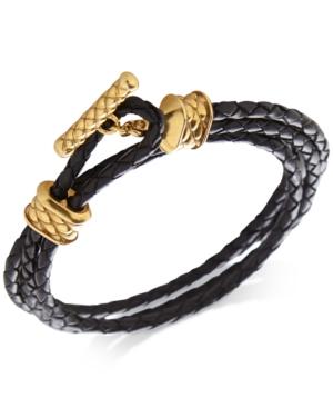 Degs & Sal Men's Leather Wrap Bracelet In 14k Gold-plated Sterling Silver