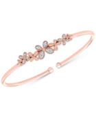 Wrapped Diamond Butterfly Flexie Bangle Bracelet (1/6 Ct. T.w.) In 14k Rose Gold-plated Sterling Silver, Created For Macy's