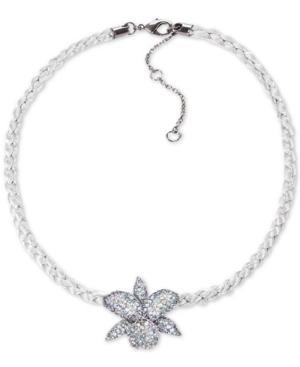 Nina Cubic Zirconia Orchid Braided Cord Pendant Necklace, 16 + 3 Extender