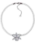 Nina Cubic Zirconia Orchid Braided Cord Pendant Necklace, 16 + 3 Extender