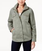 Style & Co Petite Cotton Embroidered-back Utility Jacket, Only At Macy's