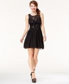 Speechless Juniors' Sequined Lace Fit & Flare Dress